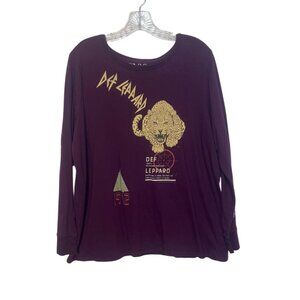 Torrid Def Leppard Long Sleeve Graphic Tee Tshirt Womens Size 1X Purple